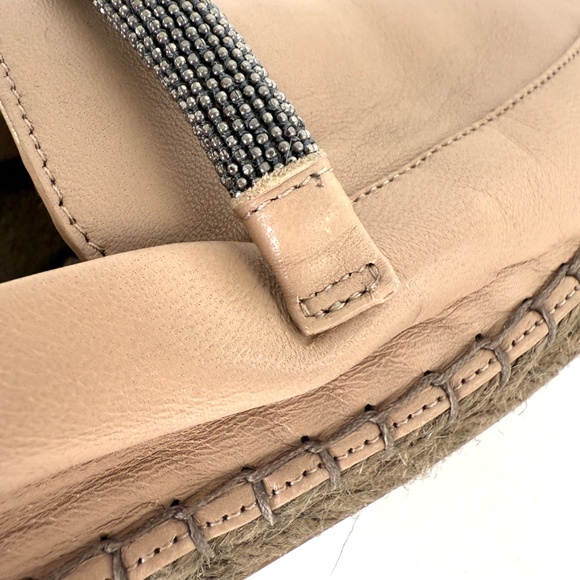Brunello Cucinelli Light Beige Monili Leather Flat Espadrilles 38.5 8.5 - Picture 10 of 12
